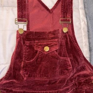 Maroon corduroy overalls